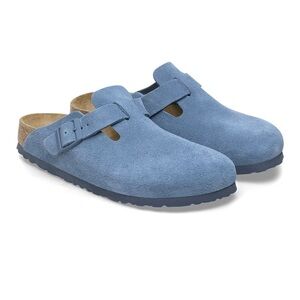 Birkenstock Blue Suede Clogs